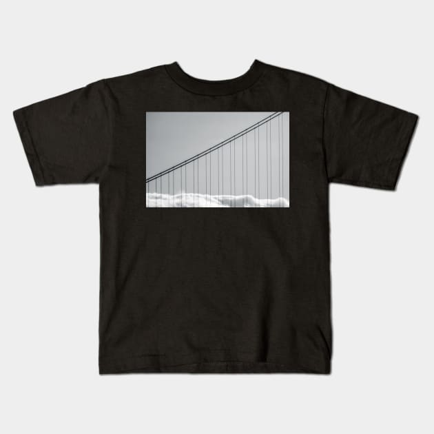 Golden Gate Bridge Fog Kids T-Shirt by mrdoomits